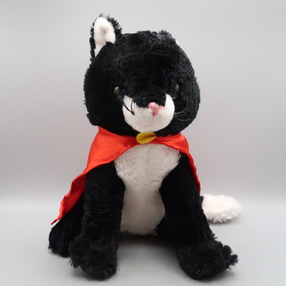 Unipak Black White‎ Cat Kitty Red Cape 11" Plush Stuffed animal Superhero Tuxedo